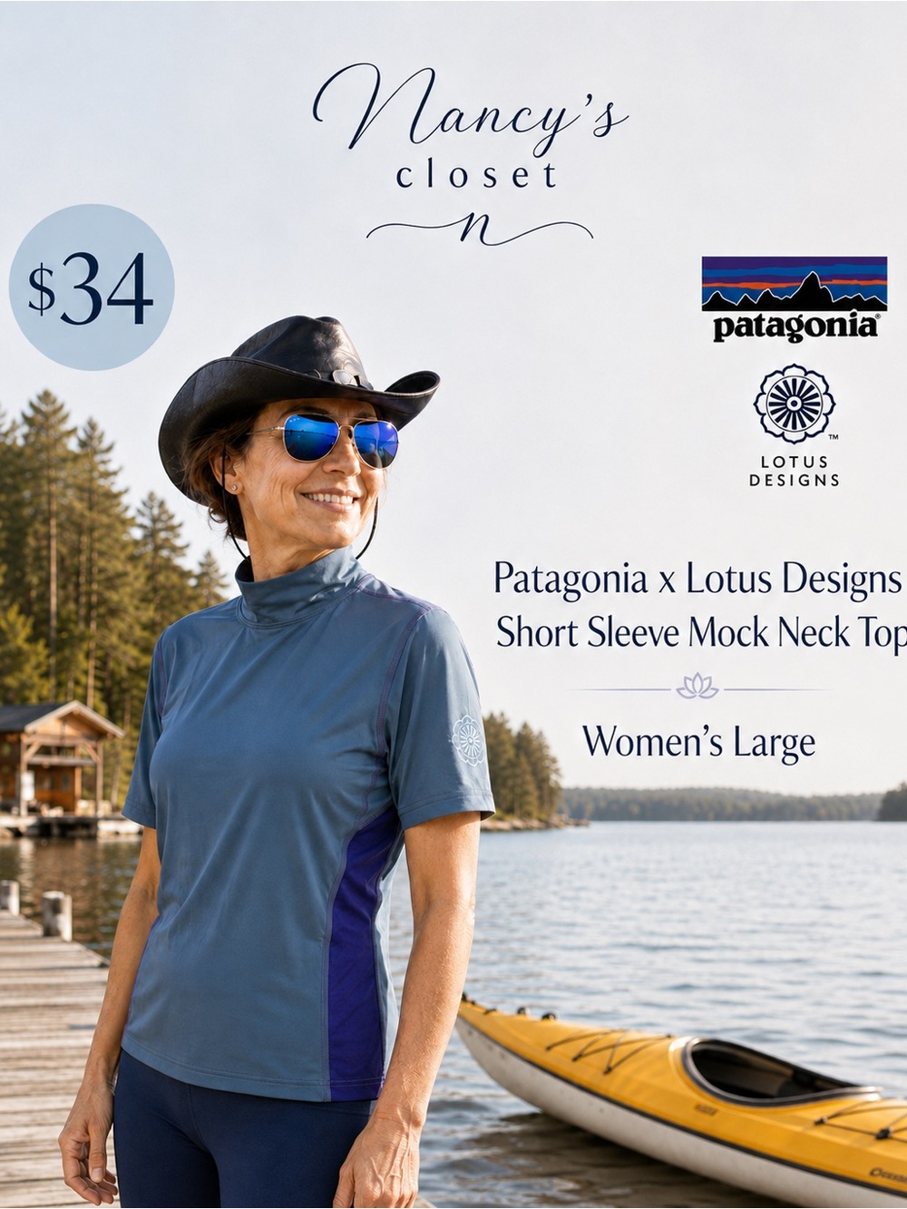 Vintage Patagonia x Lotus Designs Women’s Large Long Sleeve Stretch Tech top